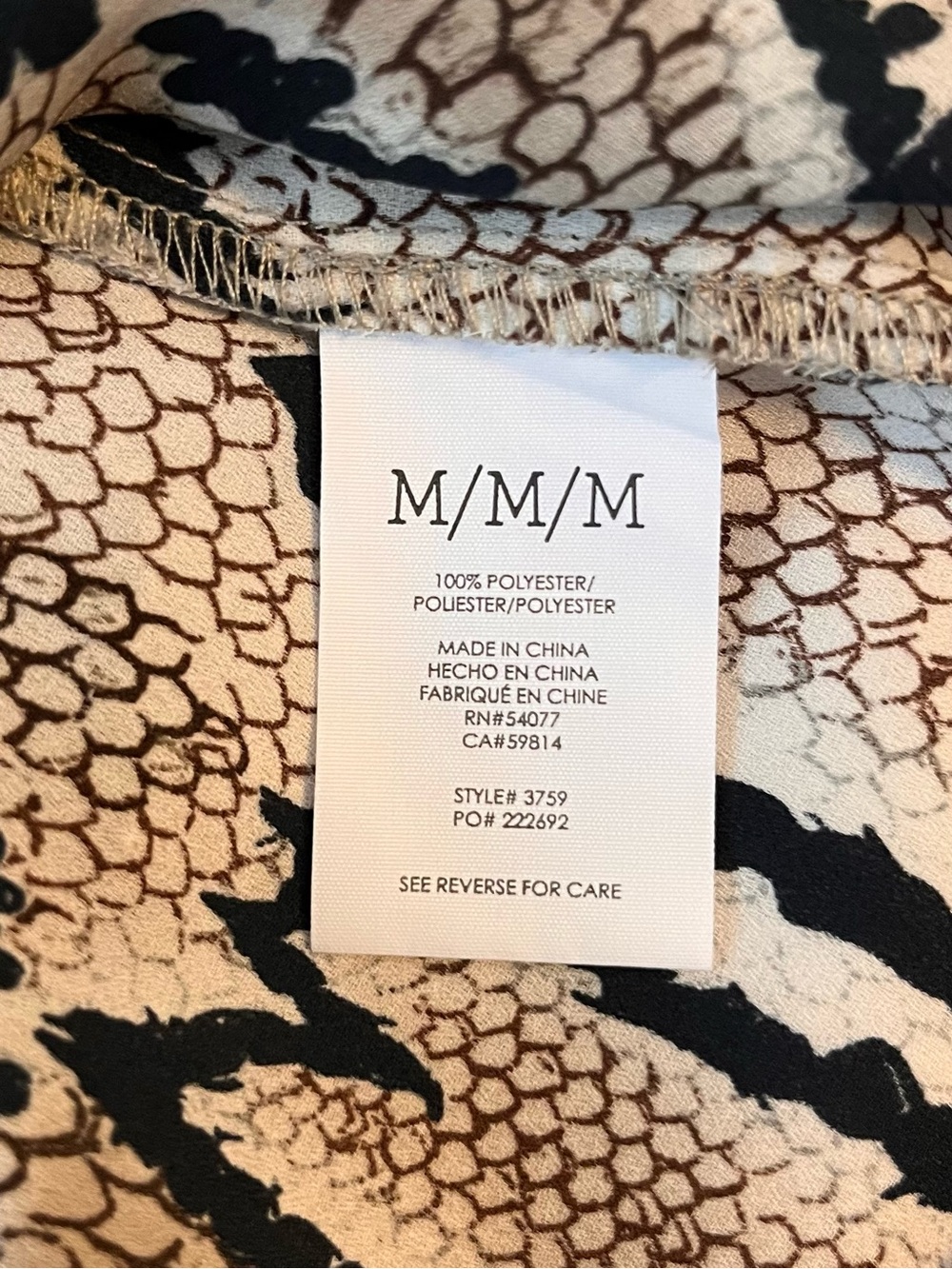 CAbi Snake Print Long Sleeve Blouse with Ruffle Collar in Black and Cream - Picture 6 of 10